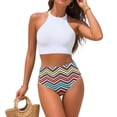 thumbnail image 4 of Duqingm Cute Bikinis Womens Sexy 2 Piece Bikini Sets Cheeky High Cut Bathing Suit Color Block Textured Swimsuits 2026 White,M, 4 of 7