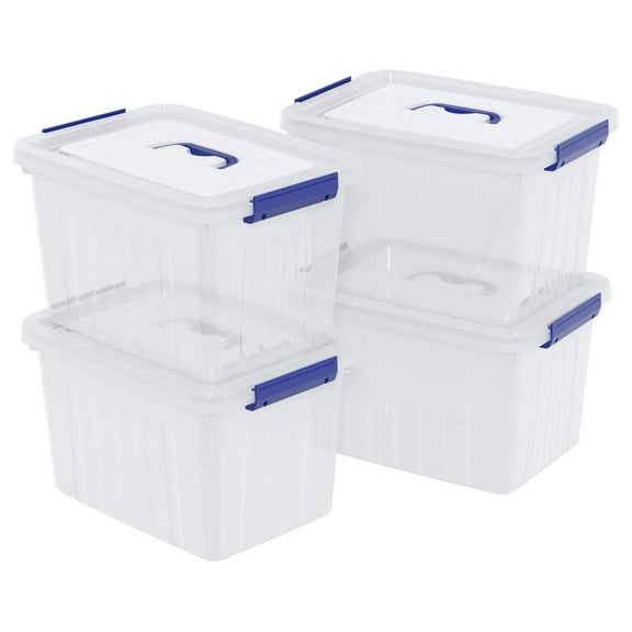4-Pack 10 L Clear Plastic Storage Boxes with Lids