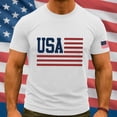 thumbnail image 3 of Mens Summer July 4th Tshirts Short Sleeve USA Flag Patriotic Graphic Tees Crewneck Casual Top Shirts White, XL, 3 of 5
