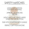 thumbnail image 2 of Safety Matches Glass Match Jar with Approx 135 Decorative Wood White Tip Matches for Candles & Décor | Long 3” Fancy Matchsticks | Glass Match Holder Bottle with Striker, 2 of 7