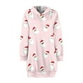 thumbnail image 3 of Liacowi Women's Christmas Long Hooded Sweatshirt Long Sleeve Cartoon Print Hoodie Dress with Pockets, 3 of 5