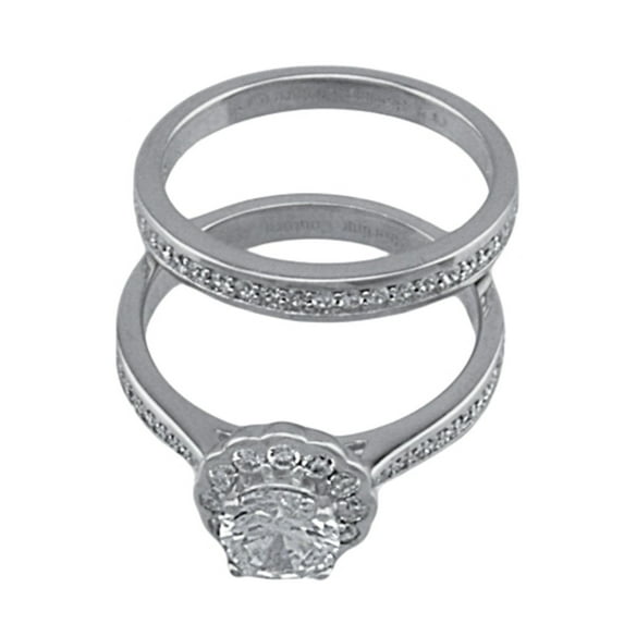 Brilliant Cut Wedding Band Engagement Ring Set in 925 Sterling Silver (8)