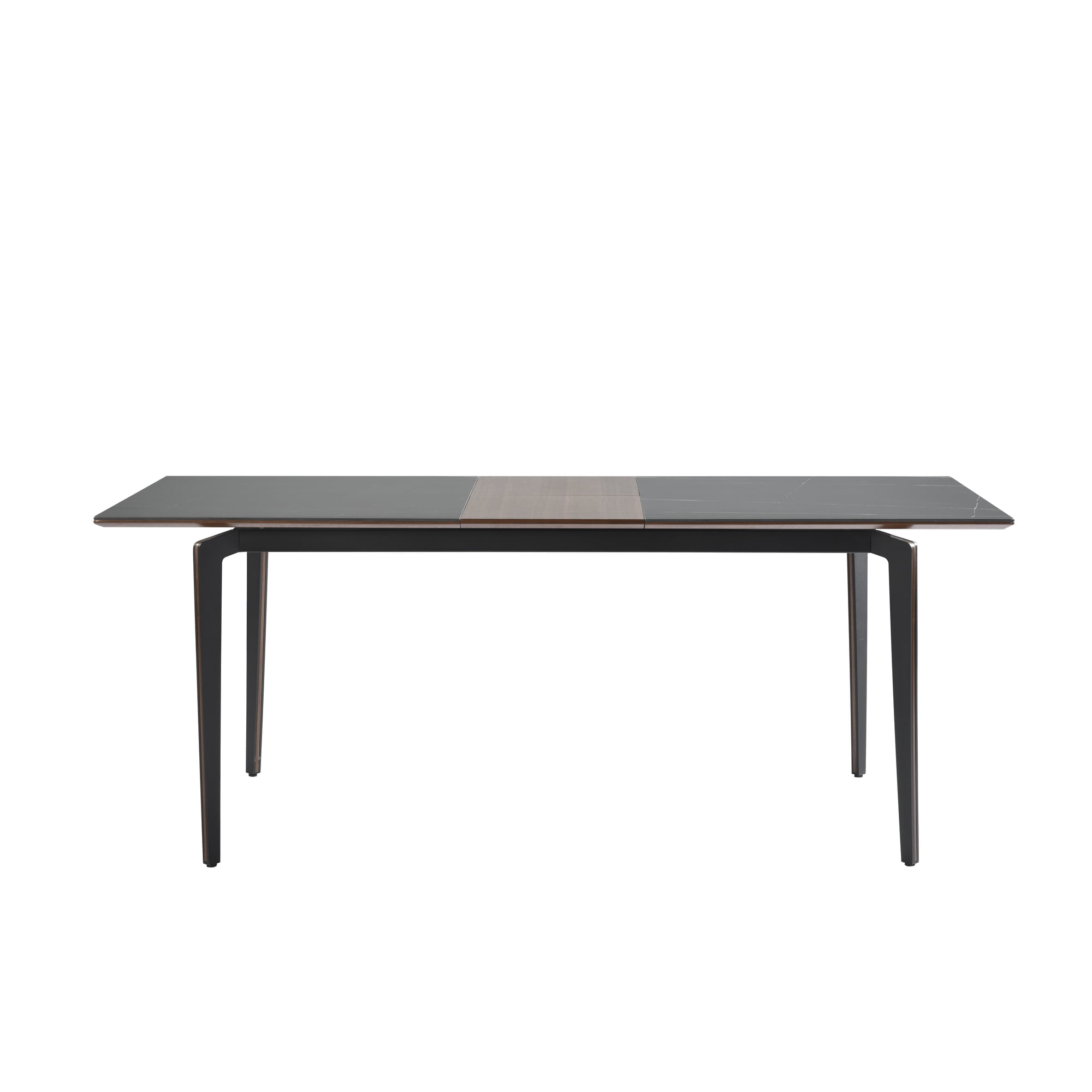 Honey Contemporary Extendable Rectangular Dining Table with Black Sintered Stone and Wood Table Top - Seats up to 6