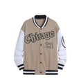 thumbnail image 1 of xiaxaixu Men's Spring Autumn Casual Coat Long Sleeve Letter Printed Button Up Contrast Color Baseball Jacket, 1 of 6