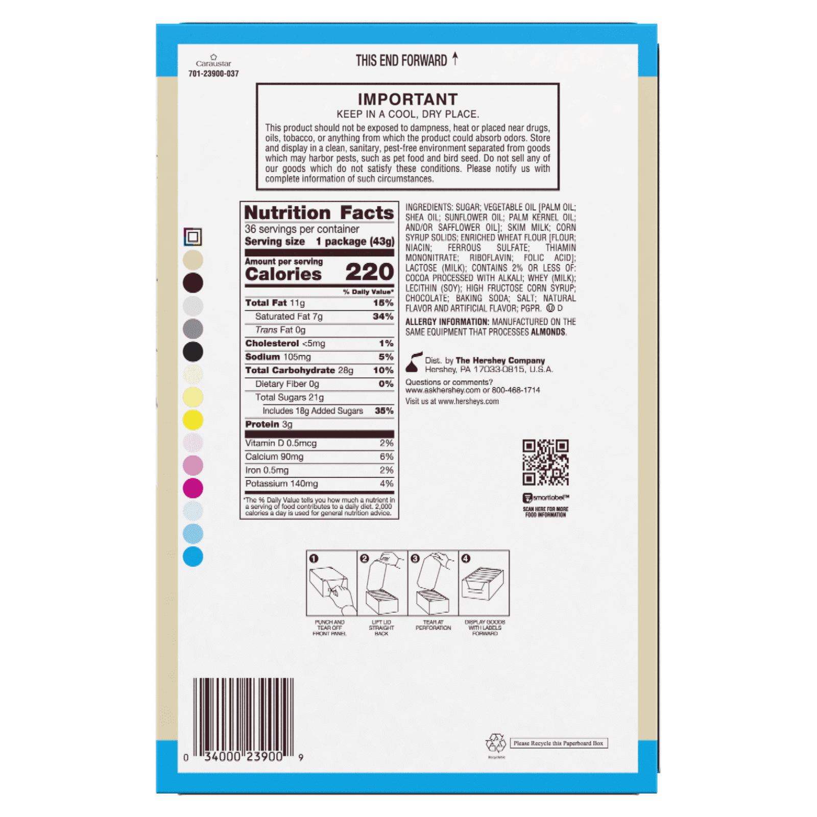 HERSHEY'S COOKIES 'N' CREME Candy, Holiday, 1.55 oz Bars (36 ct)
