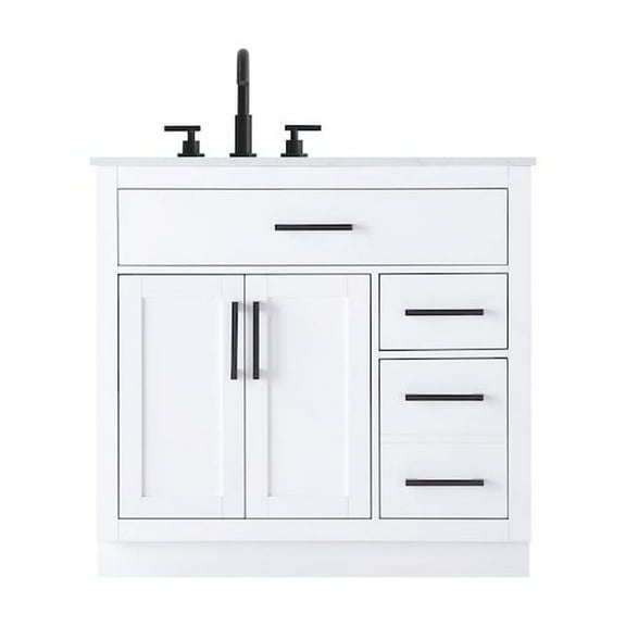 Elegant Kitchen and Bath Alden 36 Inch Single Bathroom Vanity In White