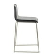 thumbnail image 3 of Mara 26" Contemporary Counter Stool In Brushed Stainless Steel, And Black Faux Leather - Set Of 2, 3 of 7