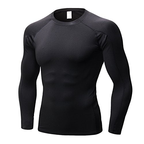 LANBAOSI Hauts de Compression pour Hommes Séchage Rapide Légers Couche de Base pour Homme T-Shirt à Manches Longues pour Cyclisme Ski Course Randonnée Taille Small
