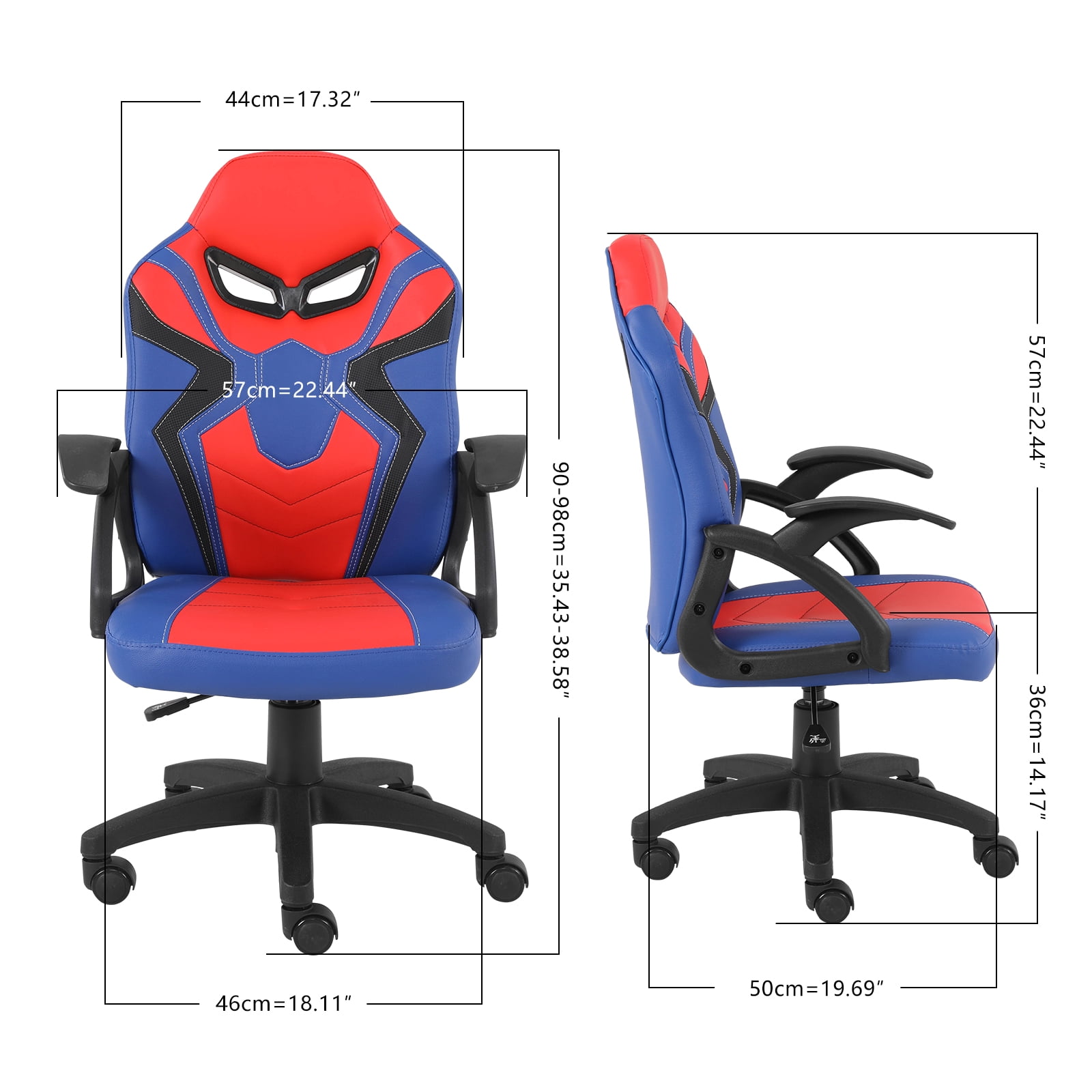 Swivel Gaming Chair for Boys Girls Kids Activity Chair High Back Ergonomic Racing Computer Chair, Height Adjustable, Blue