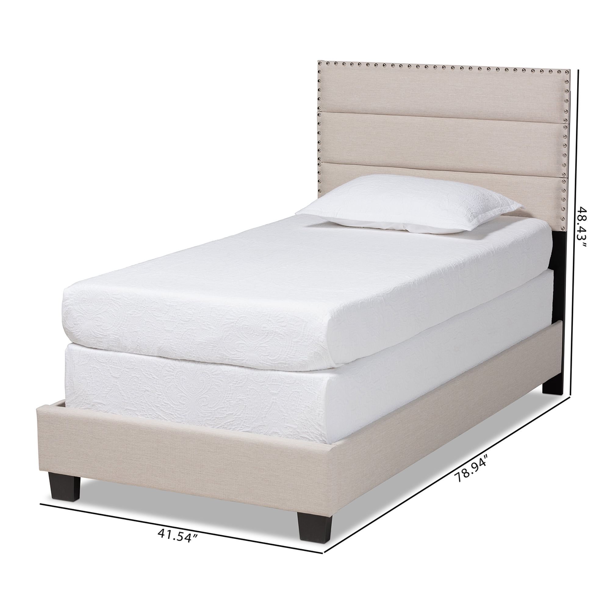 Baxton Studio Ansa Modern and Contemporary Beige Fabric Upholstered Twin Size Bed