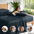 thumbnail image 3 of AiAngu Bamboo Twin XL Sheet Set, Luxury Soft 3 Pieces Bed Sheets with 18" Deep Pocket, Nave Blue, 3 of 8