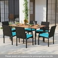 thumbnail image 2 of Costway 7PCS Patio Rattan Dining Chair Table Set W/ Cushion & Hole Turquoise, 2 of 10