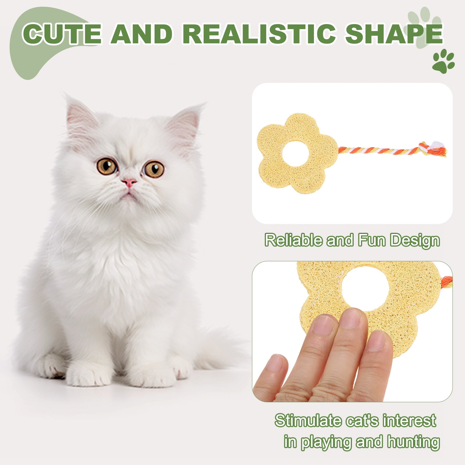 Uxcell Bite Resistant Catnip Playing, Durable and Interesting, Flower Shaped Cat Teeth Chew Playing Catnip Filled (Yellow White, 4 Pcs), Intended for Bedroom / Balcony / Living Room
