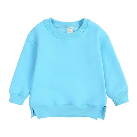 

Boys Girls Crewneck Sweatshirts Toddler Baby Sweatshirt Solid Cotton Blend Soft Long Sleeve Active Pullover Tshirts Tops Blouse