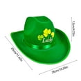 thumbnail image 3 of St. Patrick's Day Green Four-Leaf Clover Cowboy Hat, Green Velvet Hat for Adult, Party Accessories and Christmas Tree Topper Hat, 3 of 7