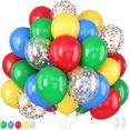 thumbnail image 1 of Shiyou-ballons Rouges Jaunes Bleus, Ballon de Cirque Carnaval 12 Pouces, Ballons Mats Bleus Jaunes Rouges Verts avec Confettis Colorés pour Décoration de Fête Thème Anniversaire Bébé Douche Carnaval, 1 of 4