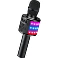 thumbnail image 1 of BONAOK Micrófono de karaoke inalámbrico Bluetooth con luces LED, micrófono portátil 4 en 1 con altavoz, reproductor de karaoke para cantar, juguetes de fiesta en casa, regalo de cumpleaños para niños,, 1 of 4