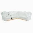 thumbnail image 6 of Naomi Home Chicago Theater Style Motion Sofa Corner Set With Adjustable Headrest-Color:White,Fabric:Air Leather, 6 of 18
