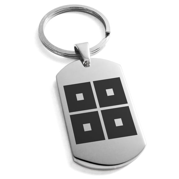 Stainless Steel Kyogoku Samurai Crest Engraved Dog Tag Keychain Keyring