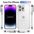 thumbnail image 2 of Magnetic for iPhone 15 Pro Max Case, [Fit for MagSafe] [Never Yellowing] [Military Grade Rugged Durable Protection] Back Slim Clear Wireless Charging Shockproof Premium Phone Case,Clear, 2 of 8
