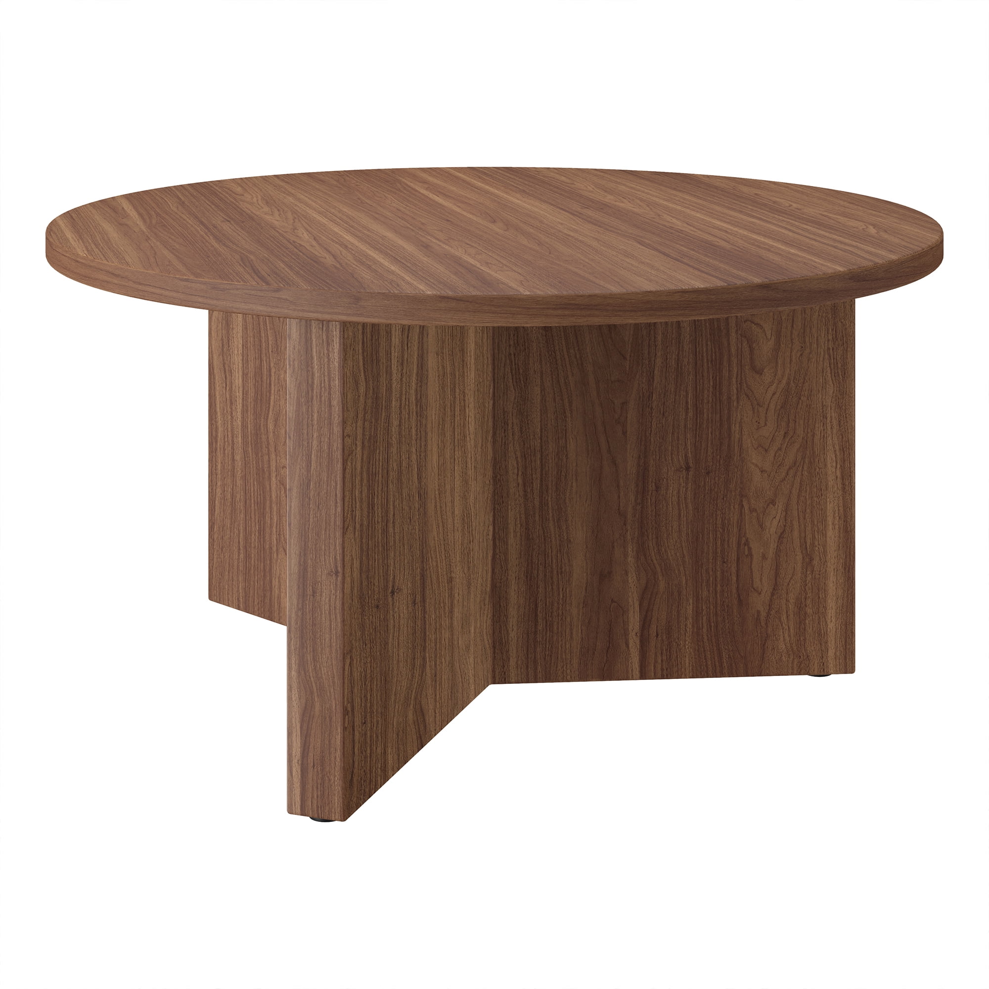 Anders 32" Wide Round Coffee Table in Satin Walnut