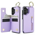 thumbnail image 2 of Designed for Samsung Galaxy A53 5G PU Leather Back Case, Vintage Kickstand Card Slots Finger Ring Zipper Drop Protective Business Phone Cover Compatible with Samsung Galaxy A53 5G - Purple, 2 of 8