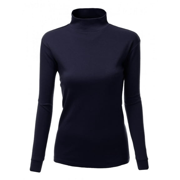 FashionOutfit Women's Double Long Sleeve Layer Half Turtleneck T-Shirt