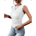 thumbnail image 2 of Top Informal de Verano de Punto Acanalado con Cuello Redondo, Corte Entallado, Básico, Texturizado, Sin Mangas, , Talla XL, 2 of 5