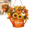thumbnail image 2 of Watering Can Fall Welcome Sign, 11.8 inch Pumpkin Sunflower Wooden Hanging Ornament, Maple Leaf Harvest Door Decor, Thanksgiving Front Porch Plaque, Rustic Farmhouse Wall Art, Autumn Home Decoration, 2 of 7