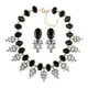 thumbnail image 1 of Conjunto de collar y pendientes con diseño formal, dije decorativo de aleación acrílica y babero. Negro, 1 of 9