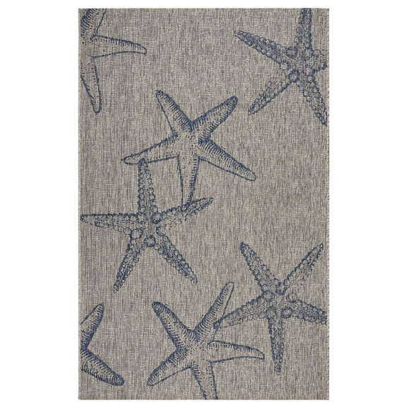 Ox Bay Carmindy 5' x 7' Gray/Blue Starfish Indoor/Outdoor Area Rug