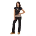 thumbnail image 2 of Forever 21 Women's Black Y2K Foldover Flare Legging, Contrast Fold-Over Waist Design for Athleisure Everyday Wear, XS, 2 of 6