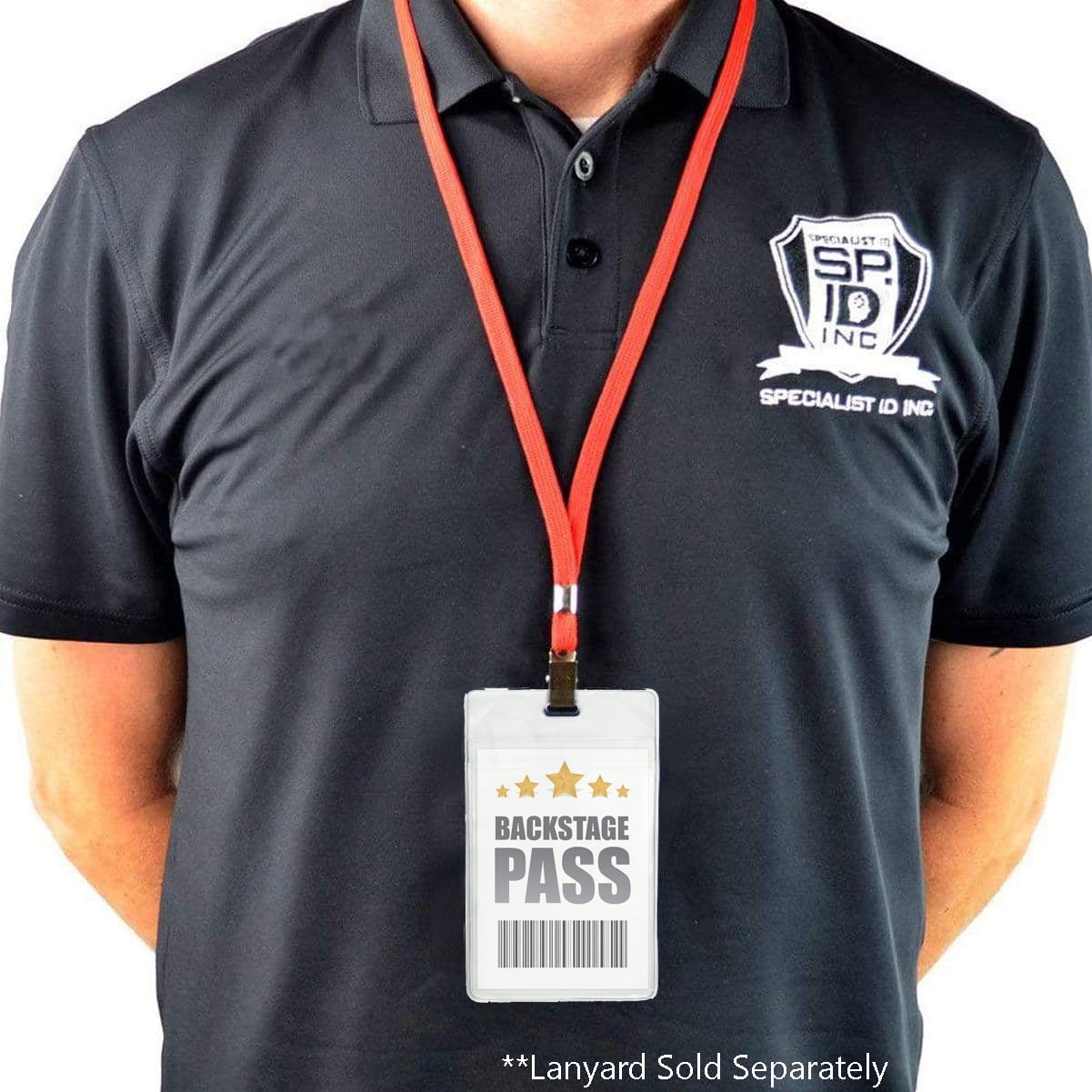 25 Pack - Clear 3 X 4 Badge Holder w/ 2 Pockets - Heavy Duty Vertical Vinyl ID Card Protector Sleeves w/Front & Back Window Pouches for Two I’d - Trade Show, Immunization Card & More by Specialist ID