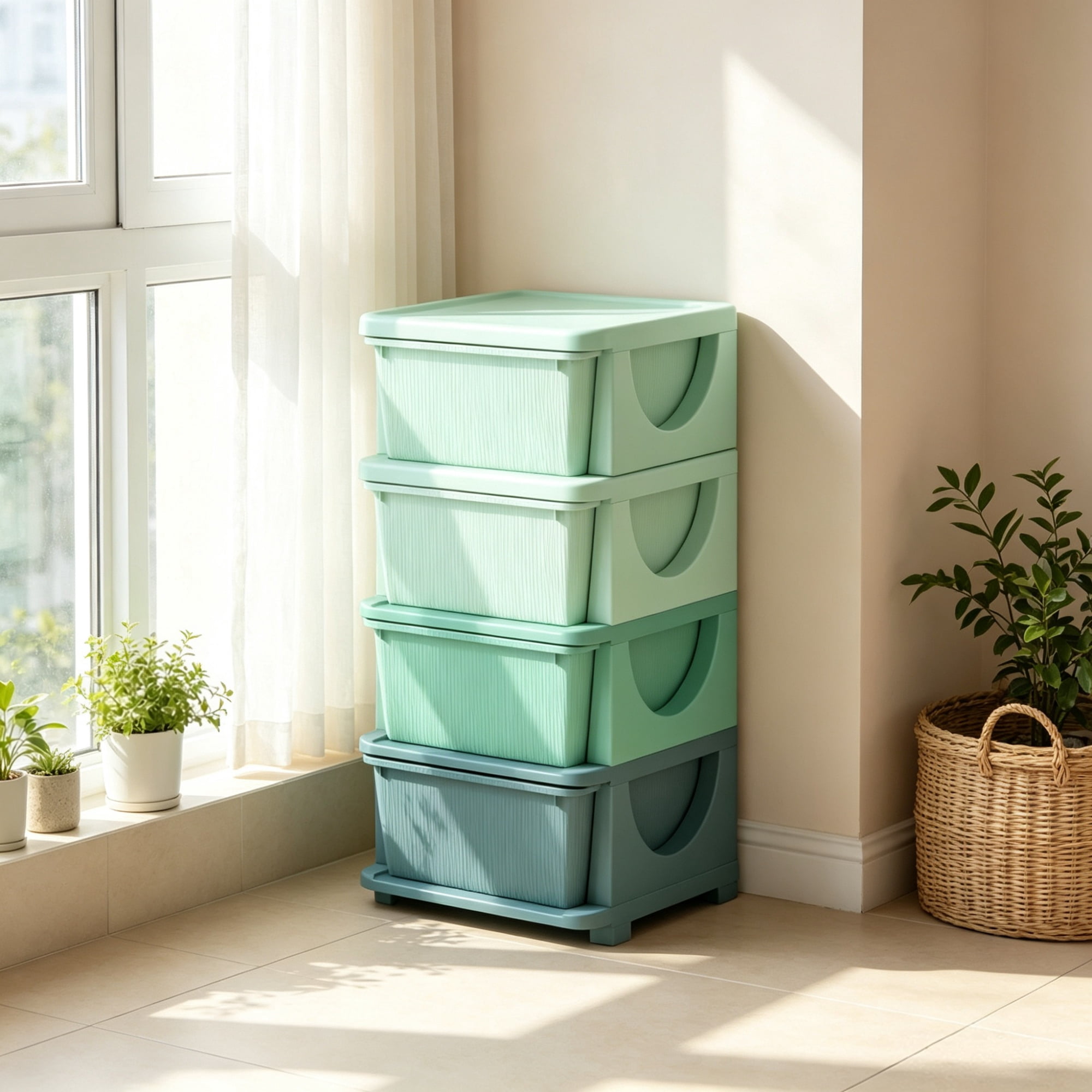 4-Drawer Toy Storage Cubby with 16L Capacity for Kids Bedroom