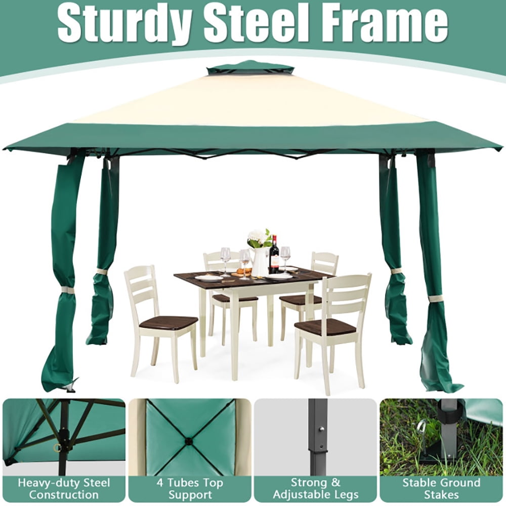 Aimee Lii 13 Feet x 13 Feet Pop Up Canopy Tent Instant Outdoor Folding Canopy Shelter, Backyard Canopy Gazebo, Green