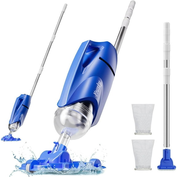 2025 Upgraded Handheld Pool Vacuum Cleaner for Above Ground & Inground Pools - Cordless Pool Cleaner w/18.5GPM Suction, Telescoping Pole(20-69in), 2 Brush Heads - Ideal for Spas & Hot Tubs