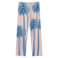 thumbnail image 4 of Palm Trees Pastel Blue Winter Female Pants Flannel High Waist Women Pants Lady Warm Straight Leg Plush Trousers, 4 of 7
