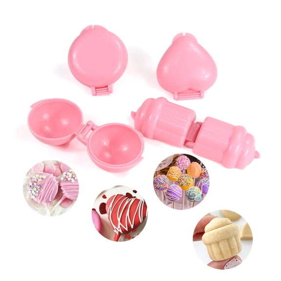 4Pcs Round Cake Popping Mold Set Manual Press Shapes for Professional Baking Birthday Parties and Wedding Desserts DIY Sushi Rice Ball Plastic Tools