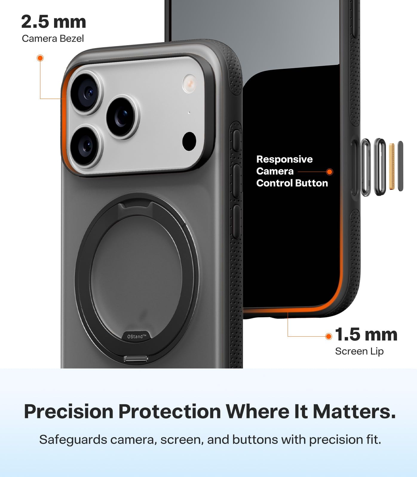 TORRAS O3 Fitness for iPhone 17 Pro Max Case, Fit for MagSafe with 360°Stand, Mil-Grade Protection, Camera Control, Translucent Slim, 6.9″,Black
