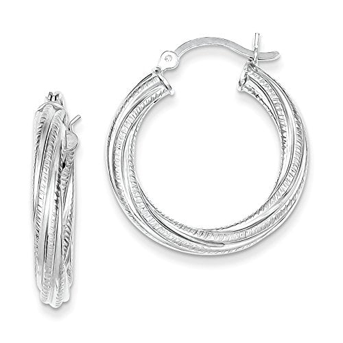 .925 Sterling Silver 19 MM Twisted Hoop Earrings