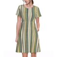 thumbnail image 1 of Fotbe Colourful stripes Vestido Largo de Moda para Mujer, Vestido Tipo Camiseta con Manga Corta y Estilo Casual a Rayas y Bloques de Color, 1 of 6