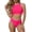 Pink, variant on Womens High Neck High Waisted Bikini Set Black with Contrast Binding, Athletic Swimwear Quick Dry Chlorine Resistant,Size 2XL