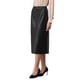 thumbnail image 4 of Falda de cuero sintético para mujer INSPIRE CHIC, cintura alta, casual de negocios, longitud hasta la rodilla, S, negro, 4 of 5