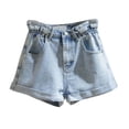 thumbnail image 5 of Shorts for Women High Waist Denim Shorts Loose Relaxed Fit Wide Leg A Shaped Hot Pants, 5 of 6