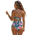 thumbnail image 2 of Garronmavis Womens Bikinis Sets Tropical Floral Twist Front Tummy Control Swimwear Crisscross Tie Back 2 Piece Bathing Suits Adjustable Spaghetti Strap Swimsuits, 2 of 6