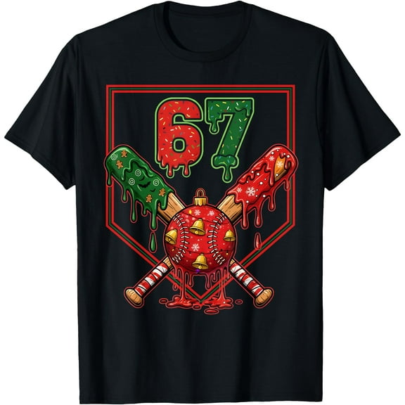 67 Baseball Drip Christmas Meme Six Seven Gen Alpha Slang T-Shirt tee