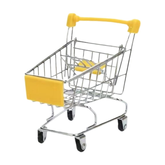 Mini carrito de compras, carrito de supermercado, carrito de mano, miniatura para juegos de rol, pequeño supermercado Amarillo
