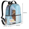 thumbnail image 4 of Zufioo Funny Cat Taking a Bath Print Fashion Large Capacity Backpack, Zippered Multi-compartment Travel Work Campus Lightweight Backpack, Unisex, 4 of 5