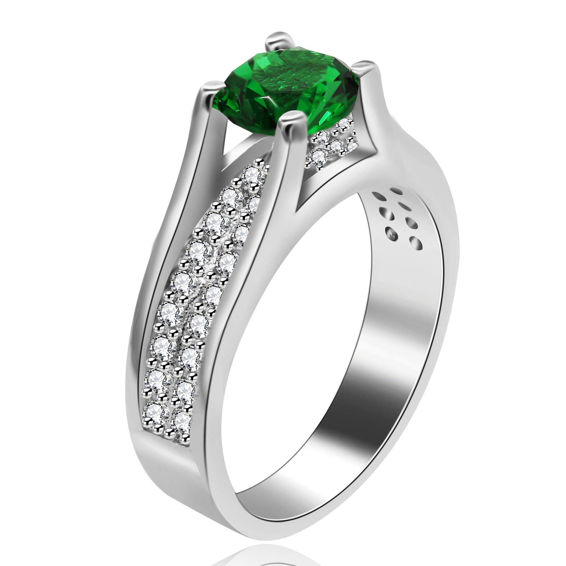 Details about   2.89ct Emerald & Pear Cut White Diamond Engagement Wedding Ring 14K Gold Finish 