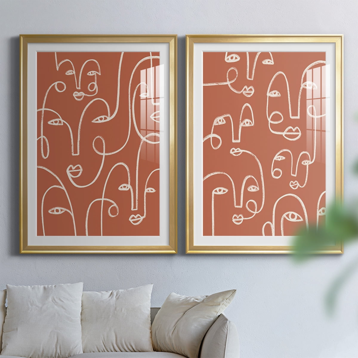 Wexford Home Connected Expressions I Premium Framed Print, 18.5" x 24.5" - Ready to Hang, Gold (Set of 2)